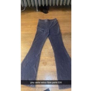 Grey aerie velour flare pants